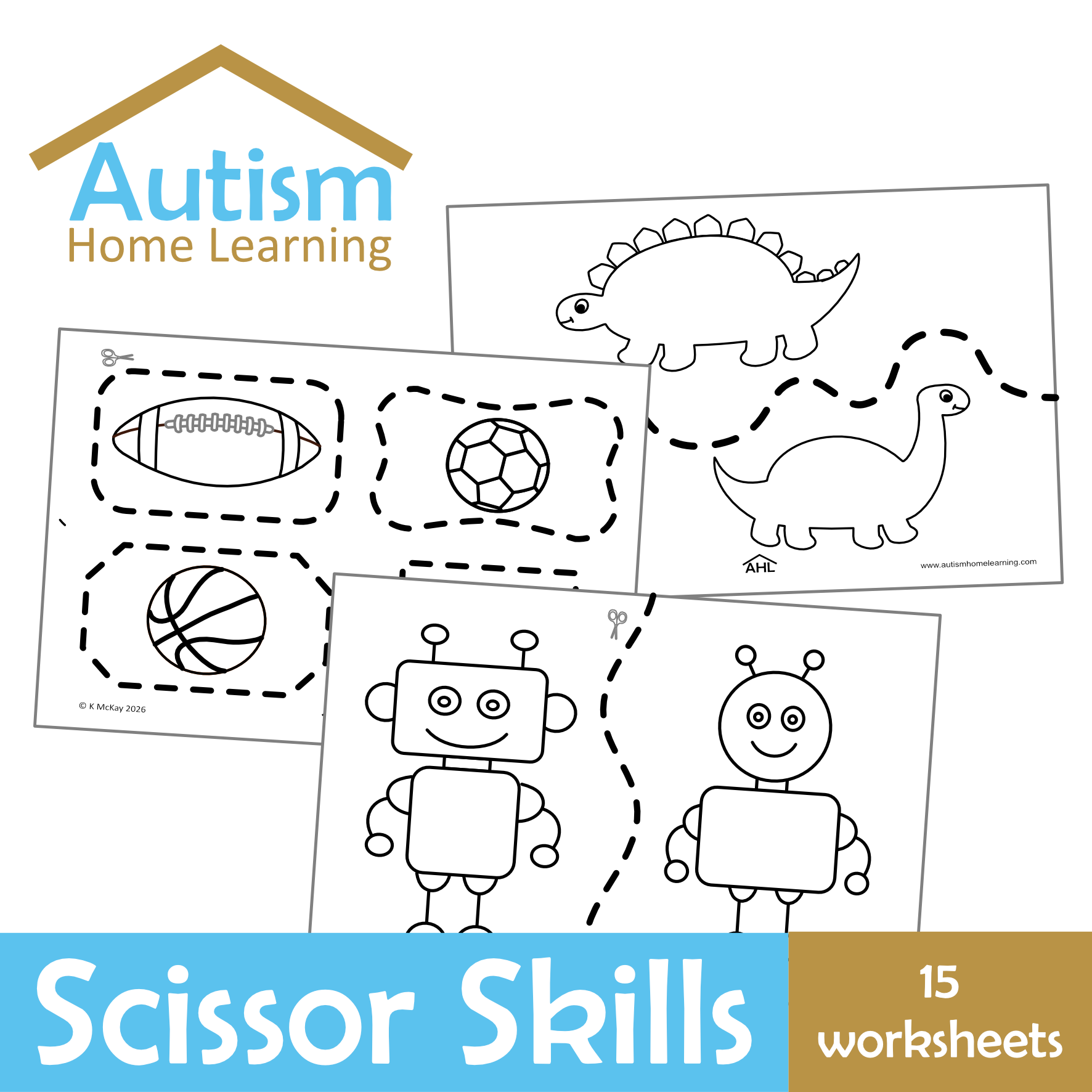 Scissor Skills Cutting Along Lines Worksheets