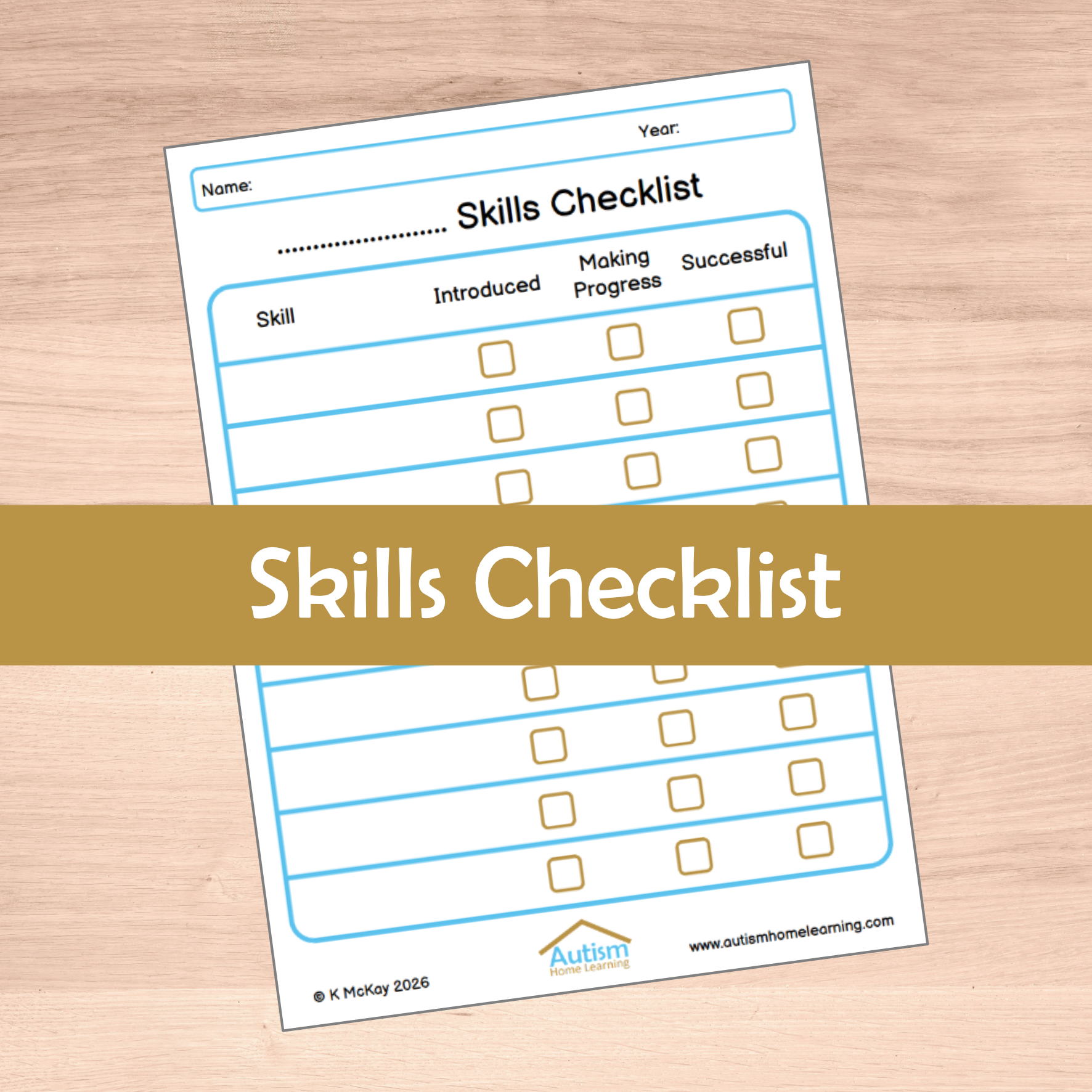 Skills Checklist- Any Subject