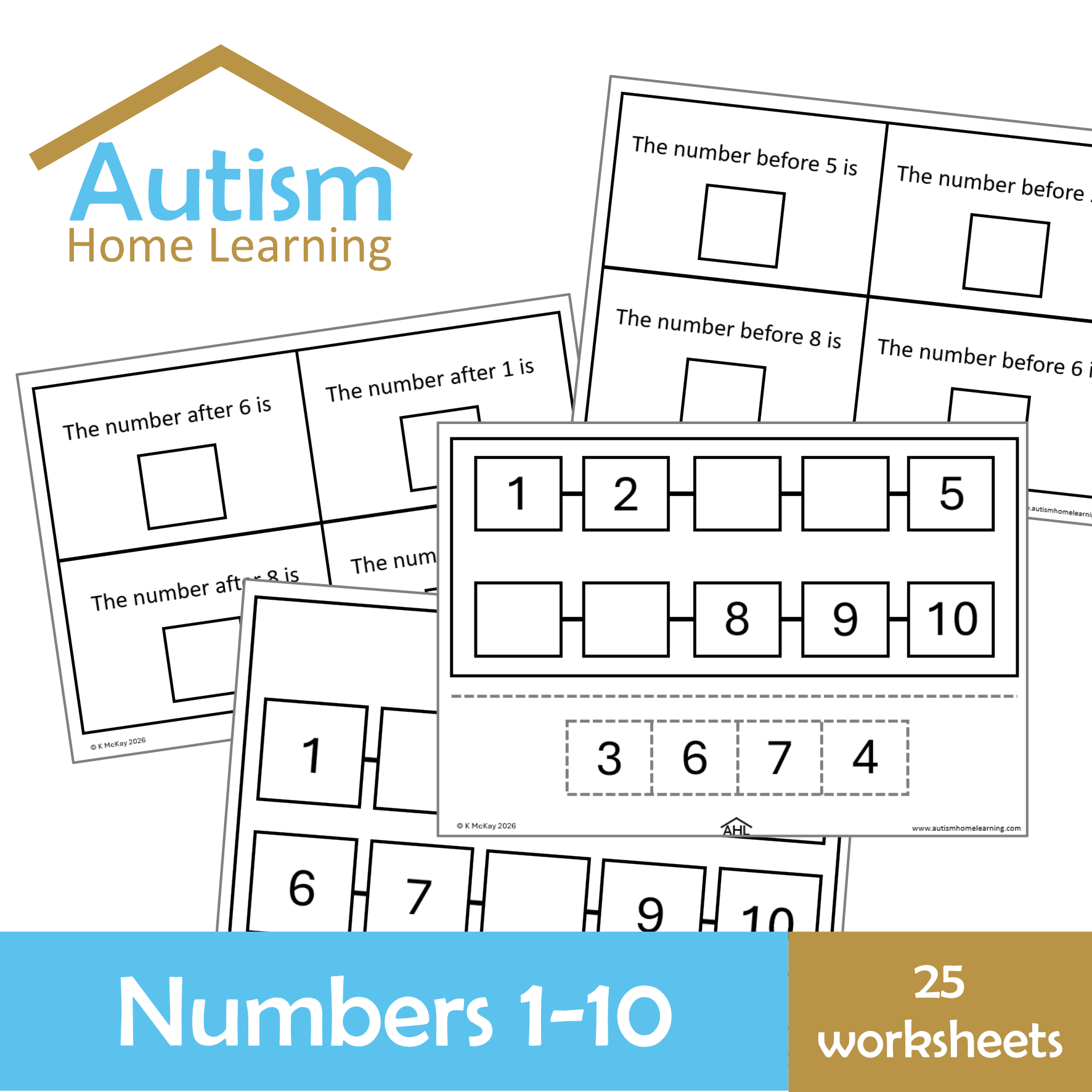 Number Order 1-10 Worksheets