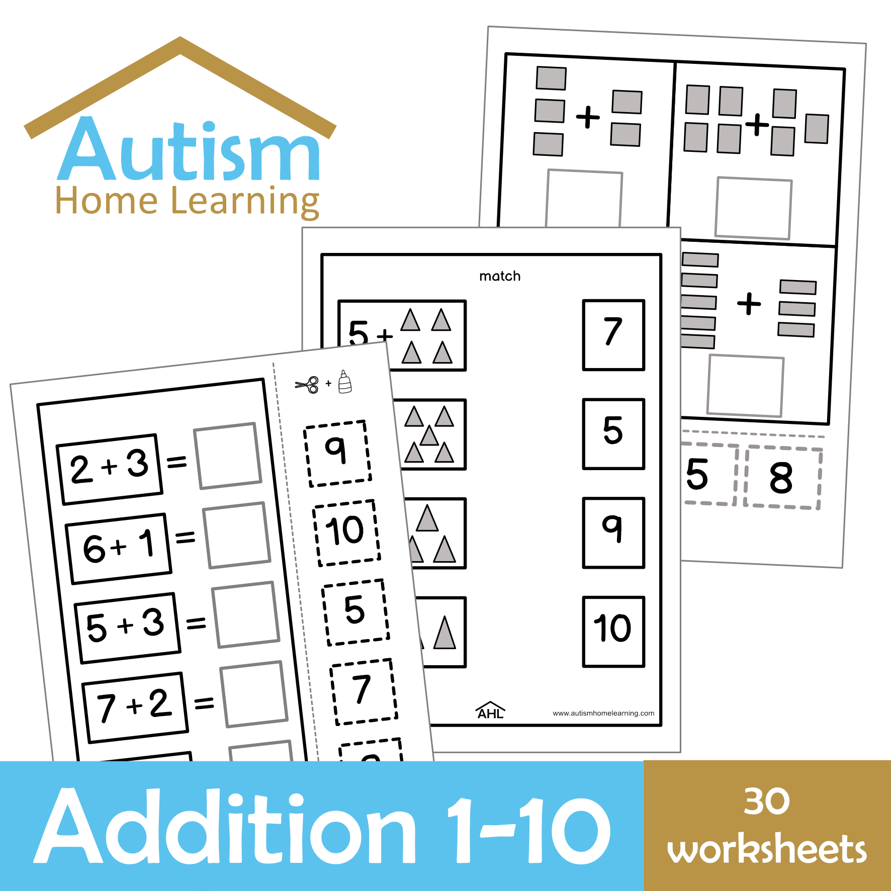 Addition 1-10 Worksheets
