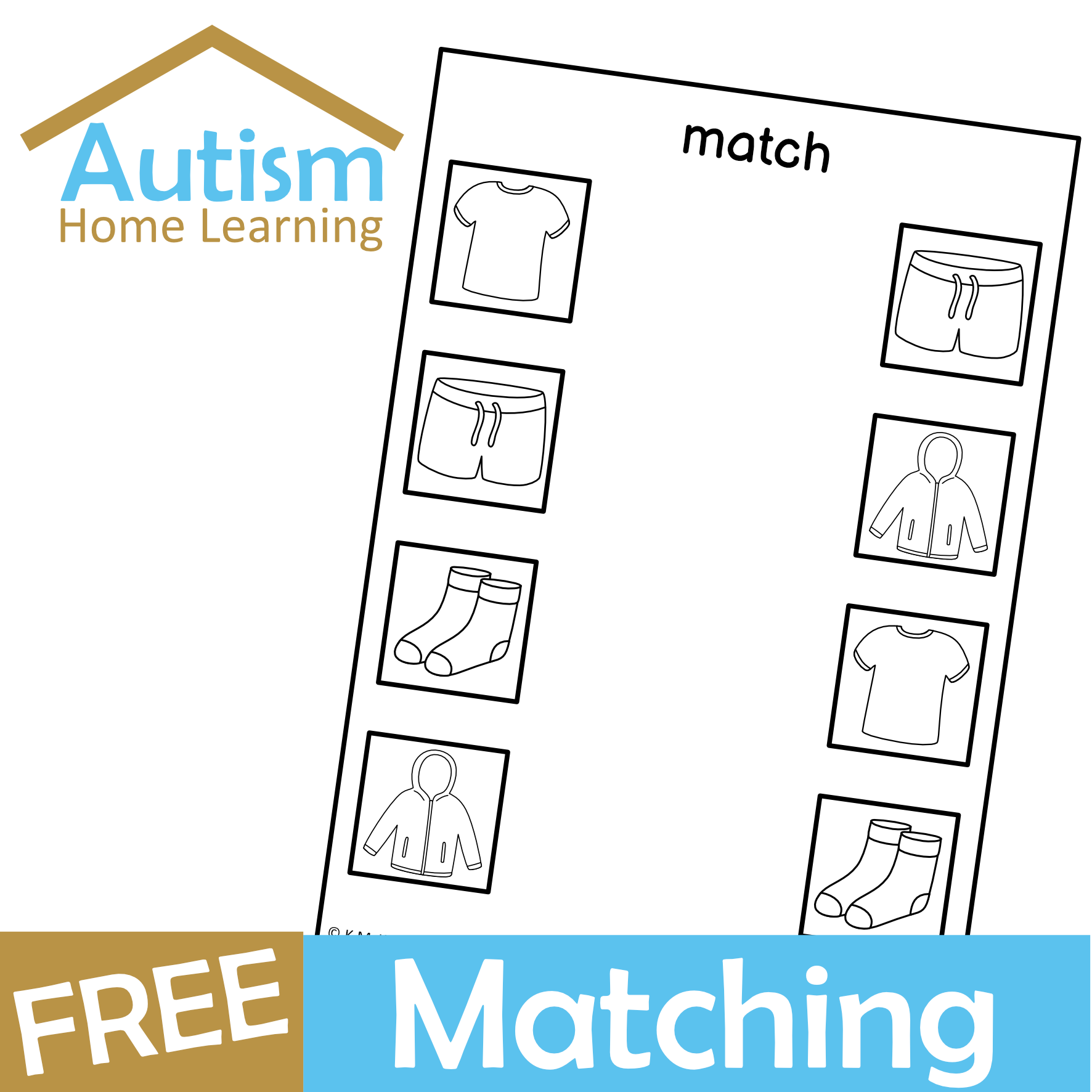 Free Picture Matching Worksheet - Clothes