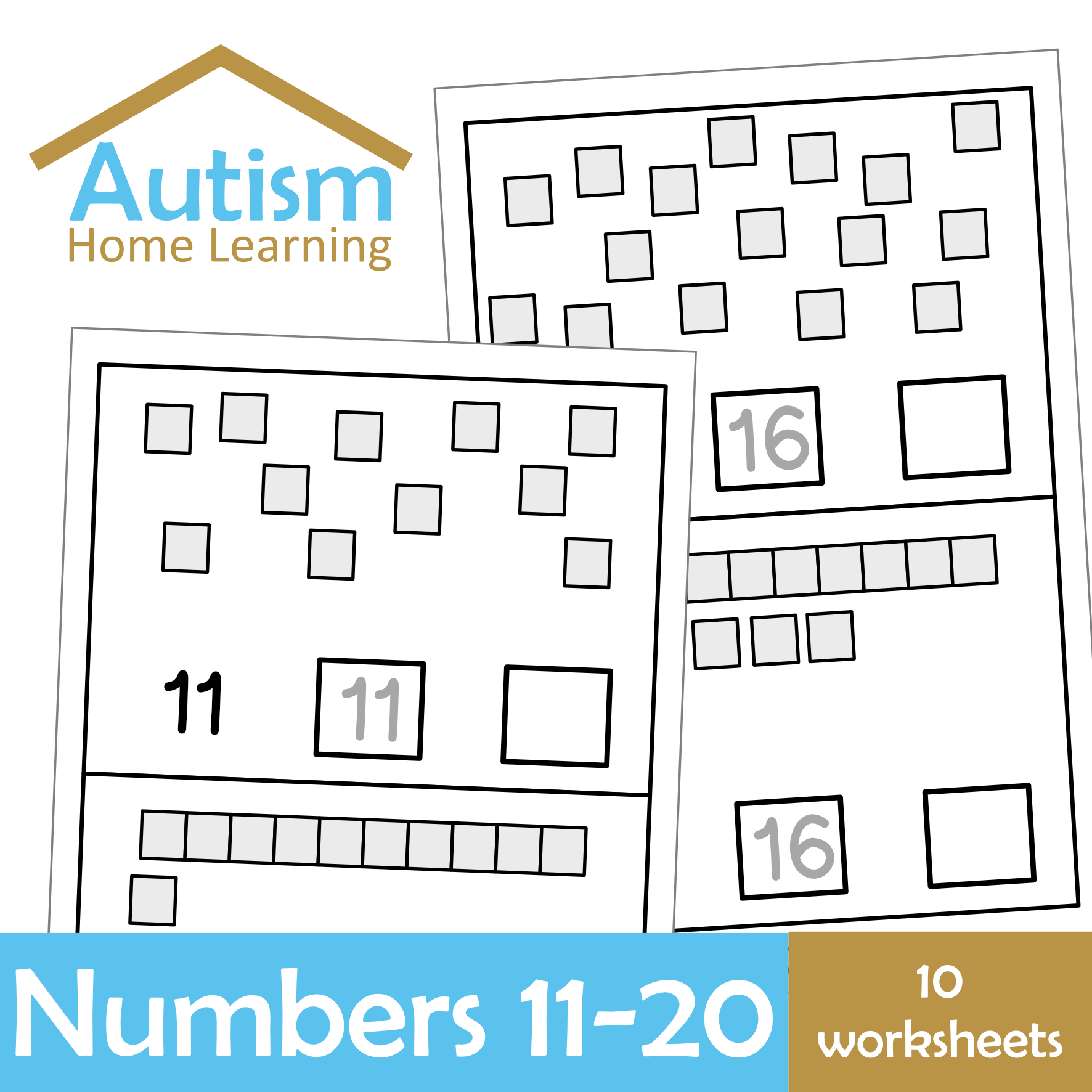 Counting + Writing Numbers 11-20 Worksheets