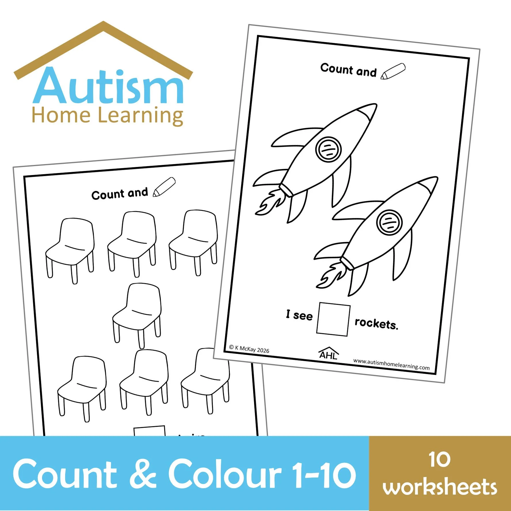 1-10 Count and Colour Worksheets
