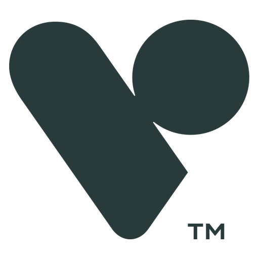 A stylized black heart-shaped design with a TM trademark symbol at the bottom right.