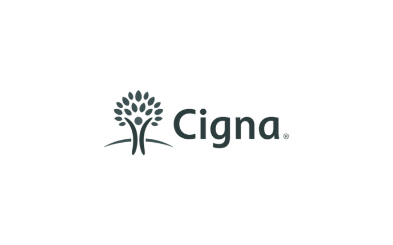 Cigna logo featuring a stylized tree with a person in the center, and the word 'Cigna' next to it.