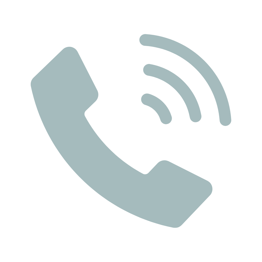 Icon of a telephone receiver with signal waves indicating talking or connectivity.