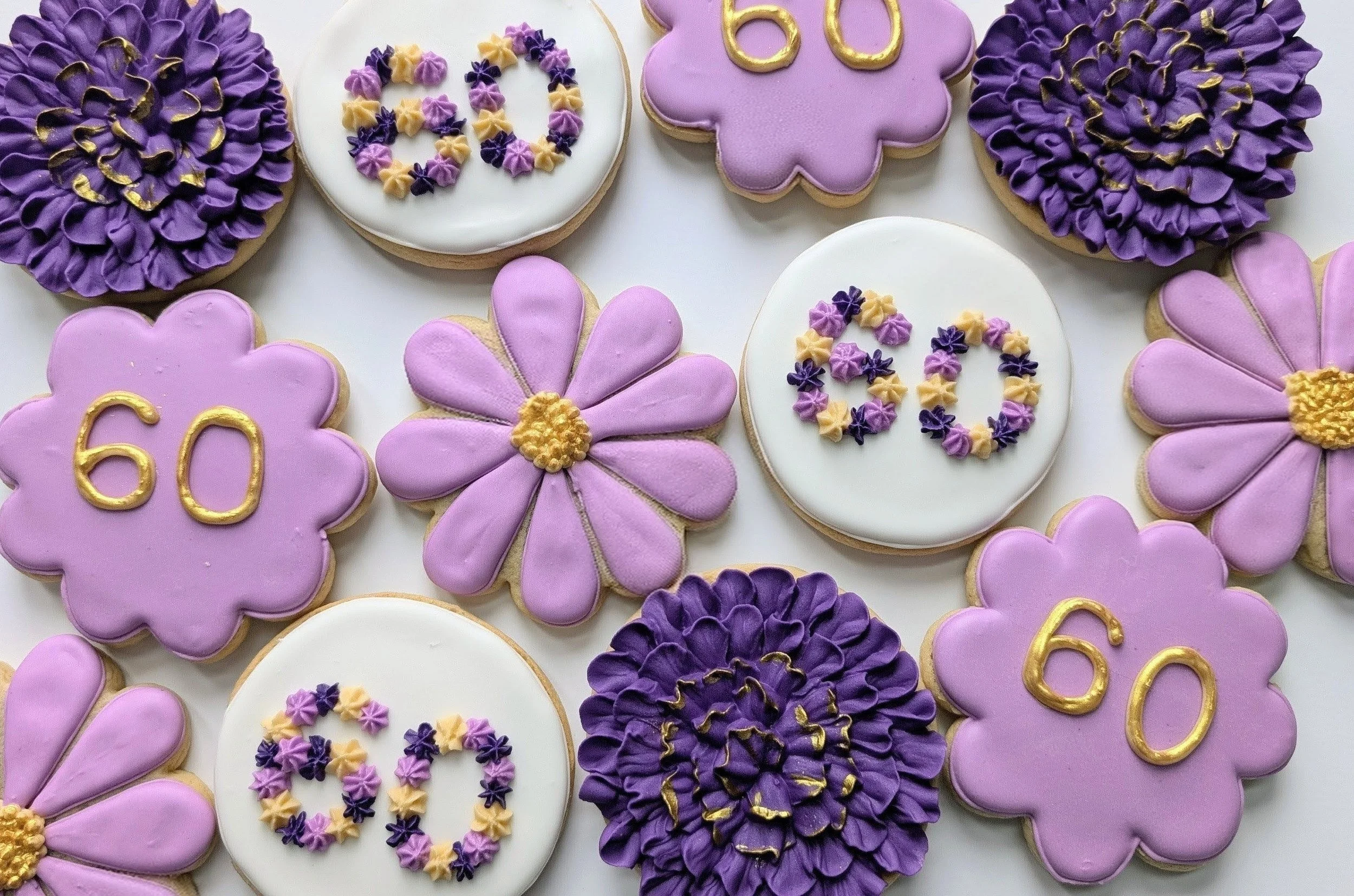 Cookies with purple flower designs