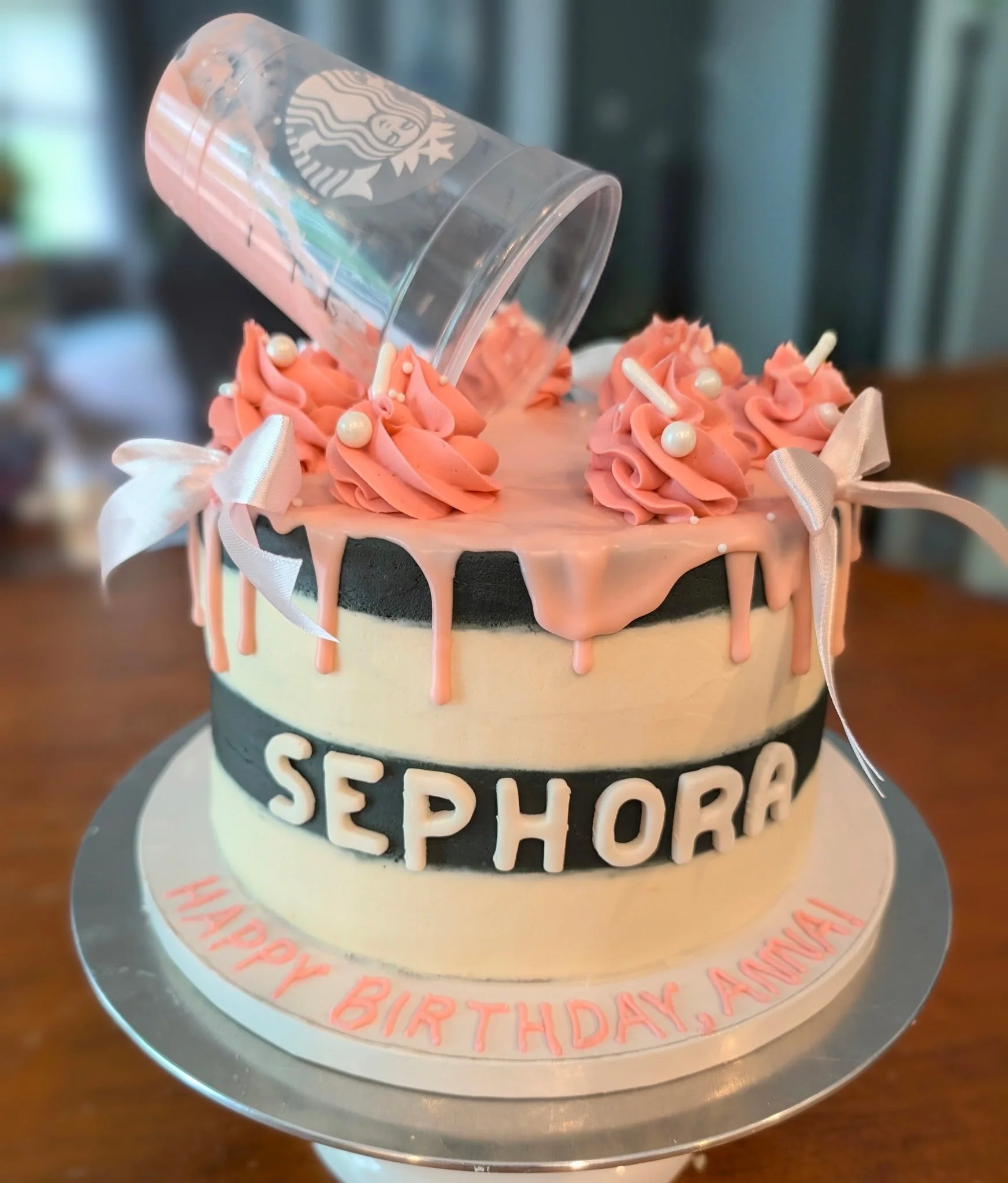 Happy Birthday cake with an spilled drink effect on top