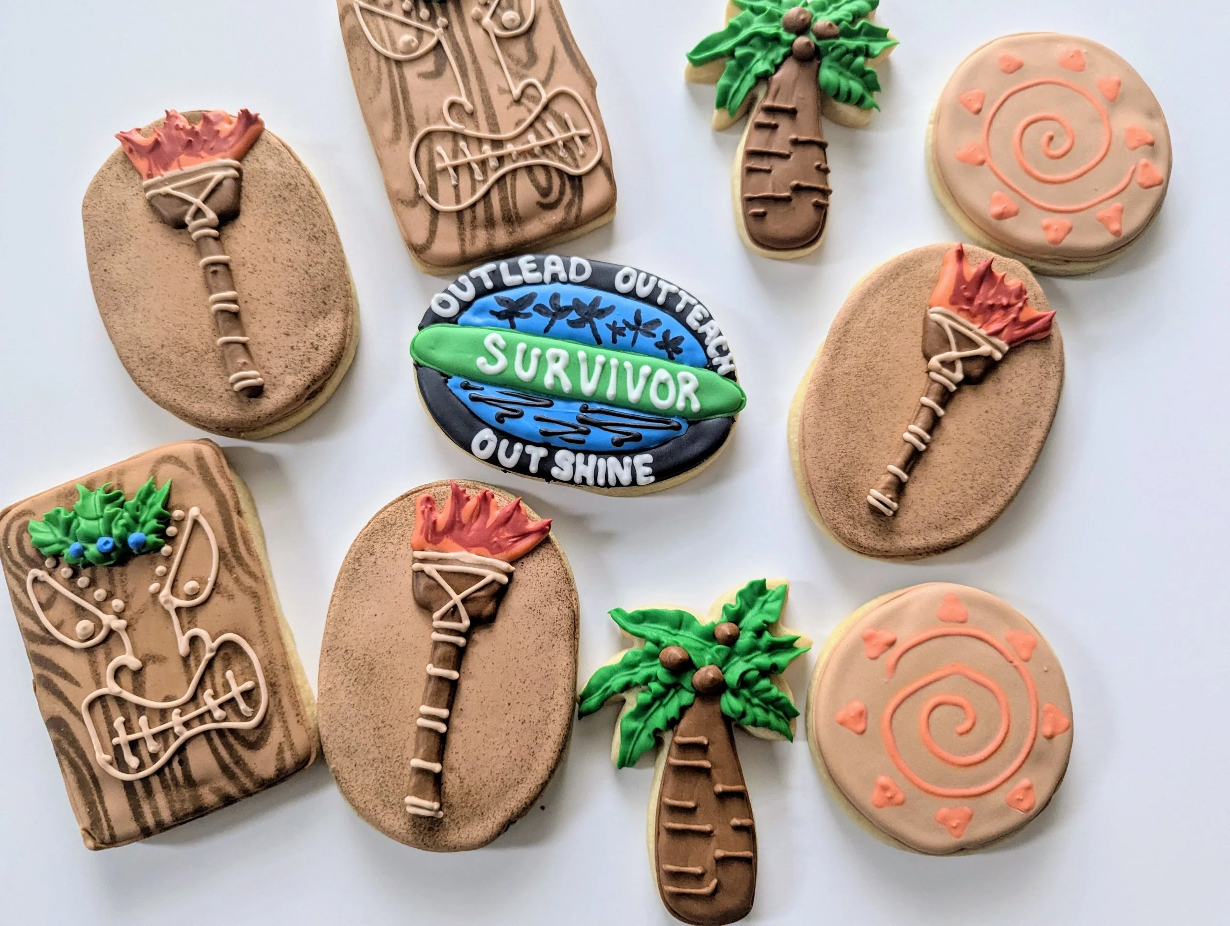 Survivor TV show themed cookies