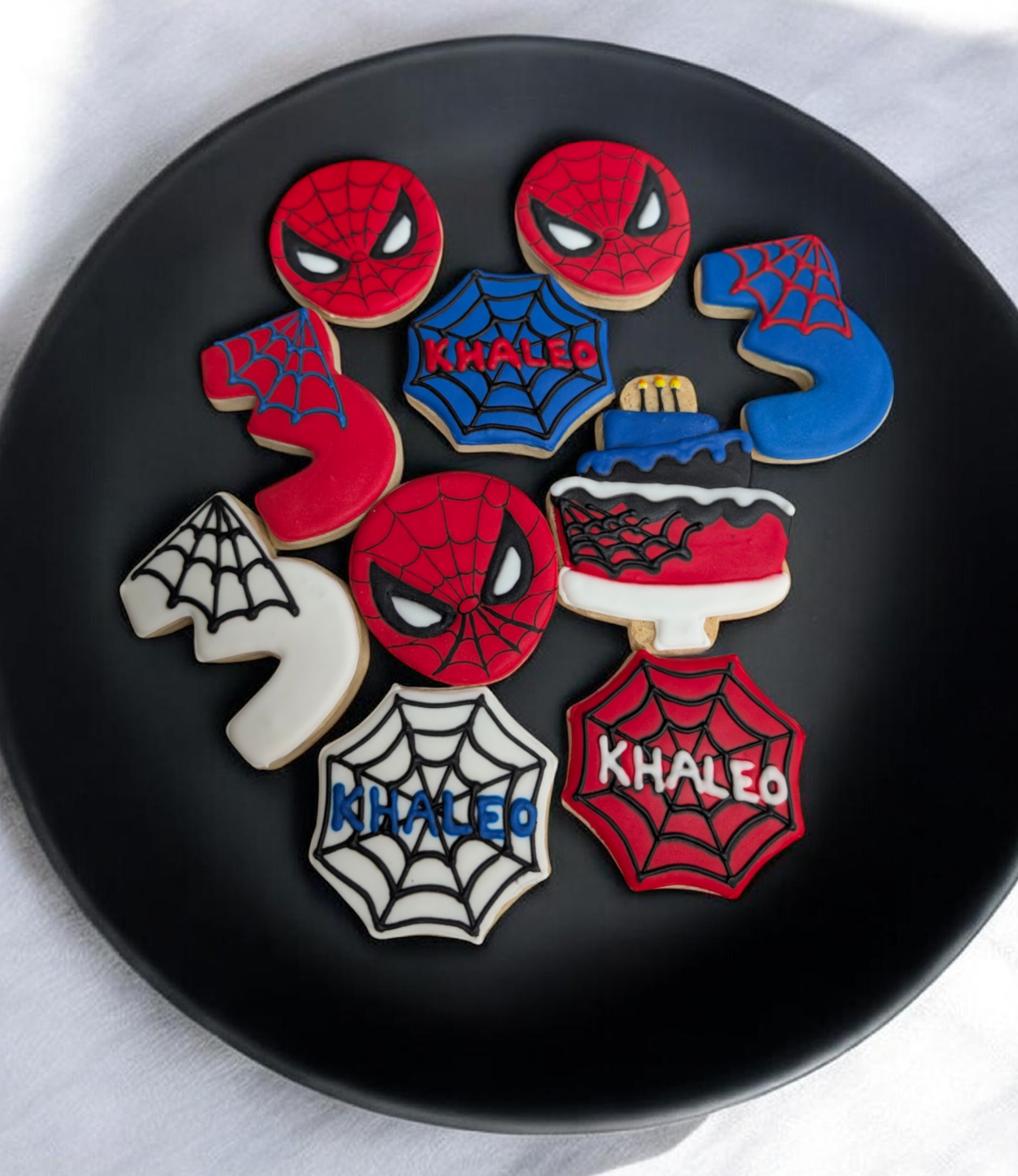 Spider man birthday themed cookies