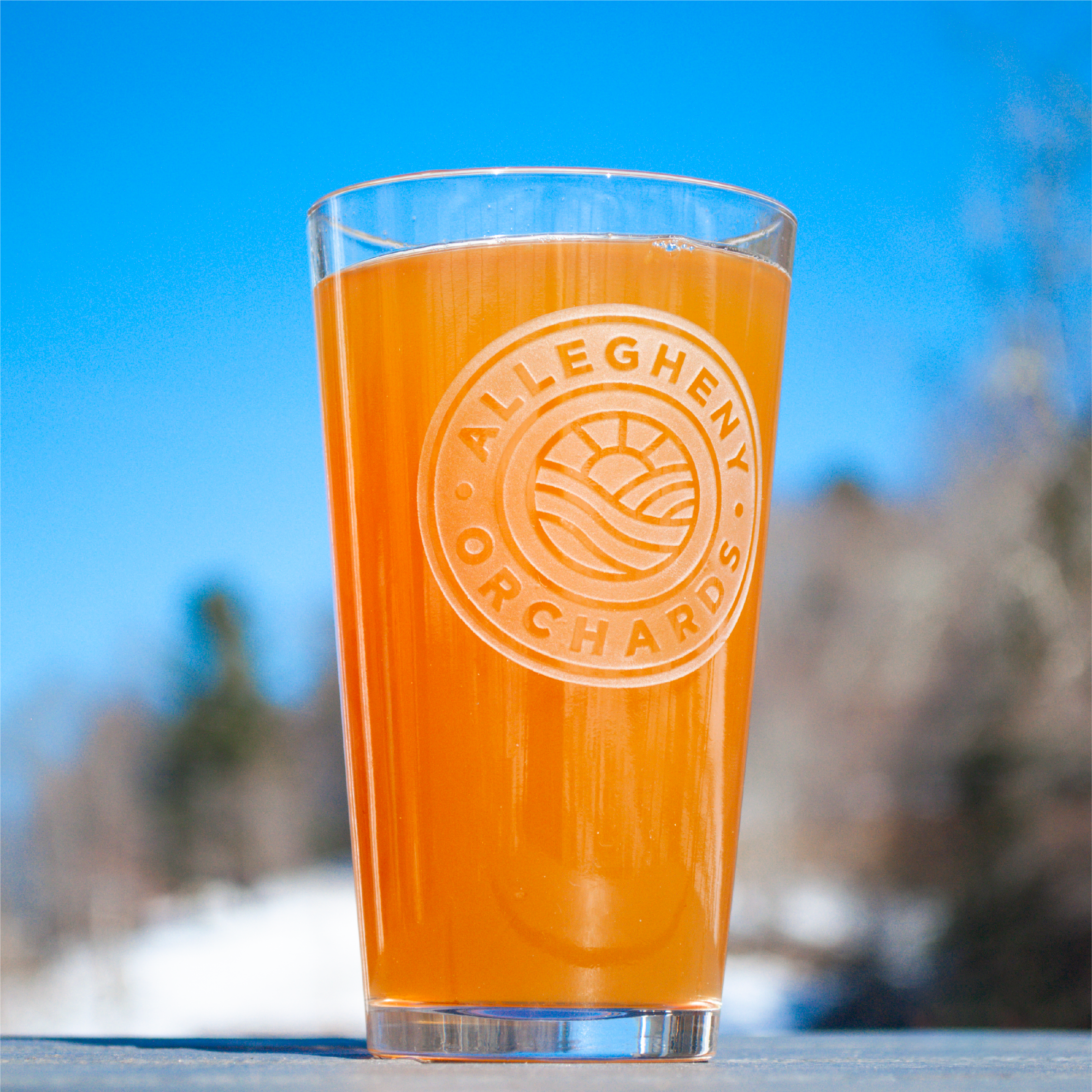 allegheny orchards cider logo pint glass