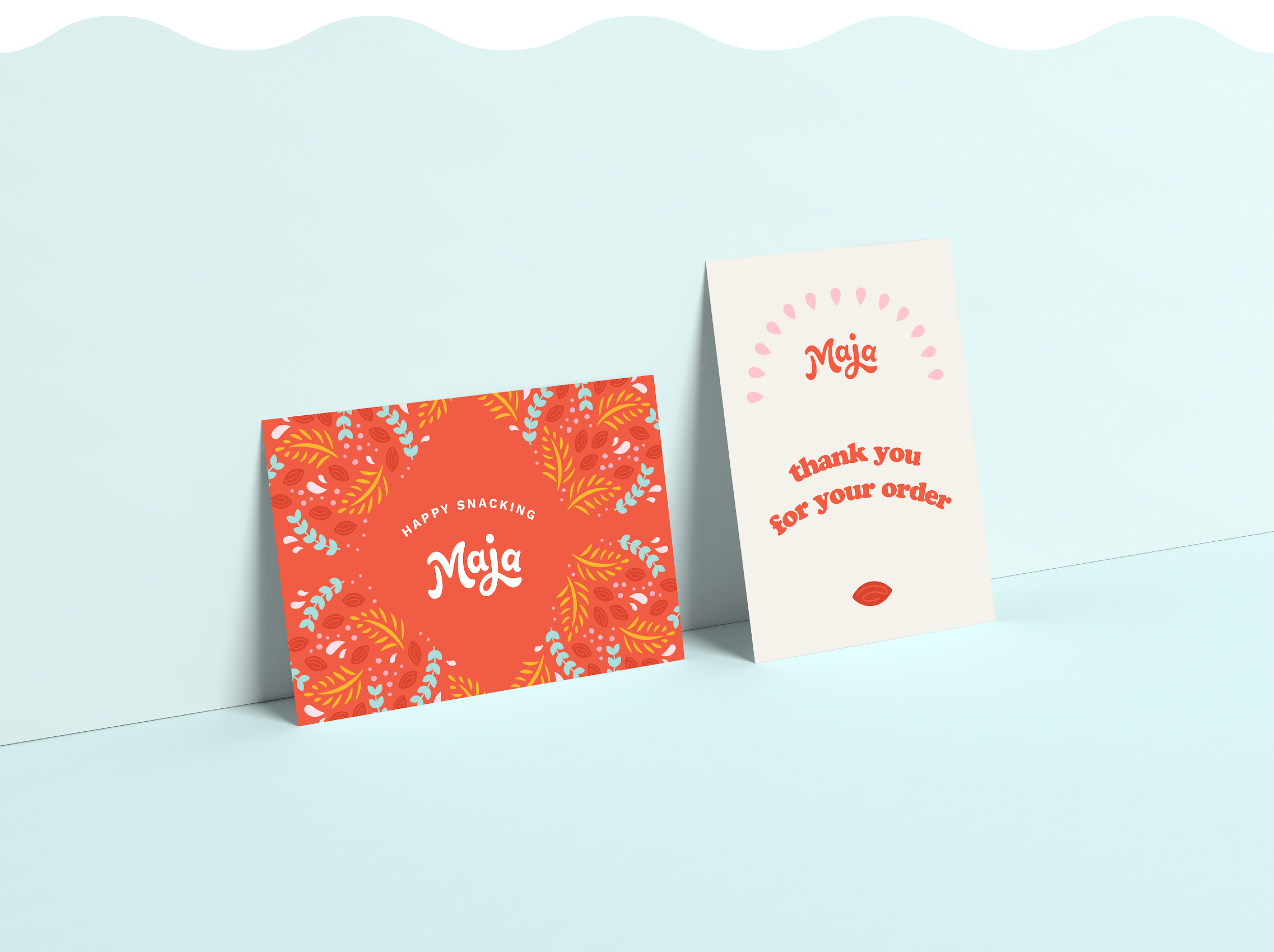 maja ecommerce snack postcard design