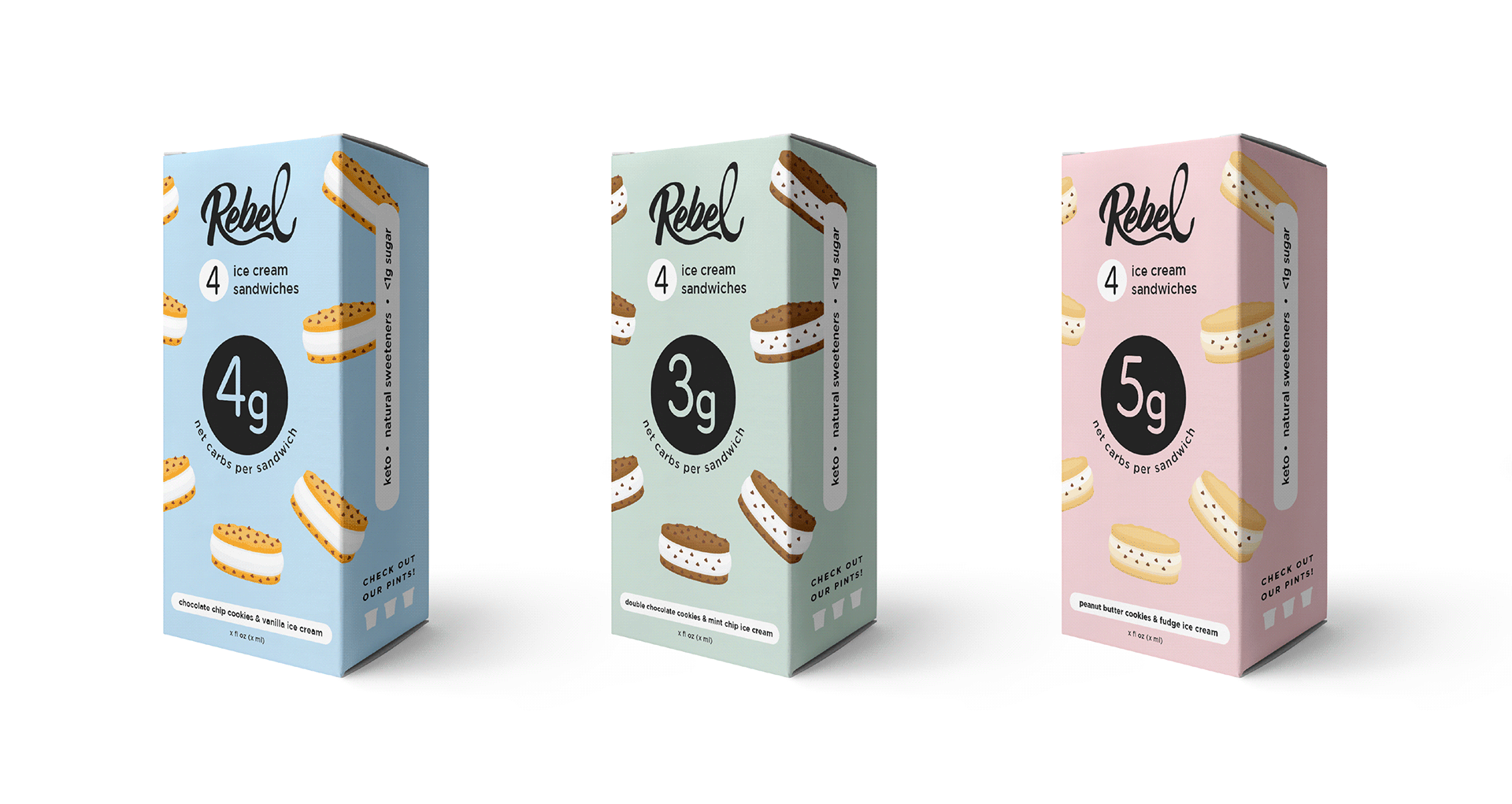 rebel creamery ice cream package designs