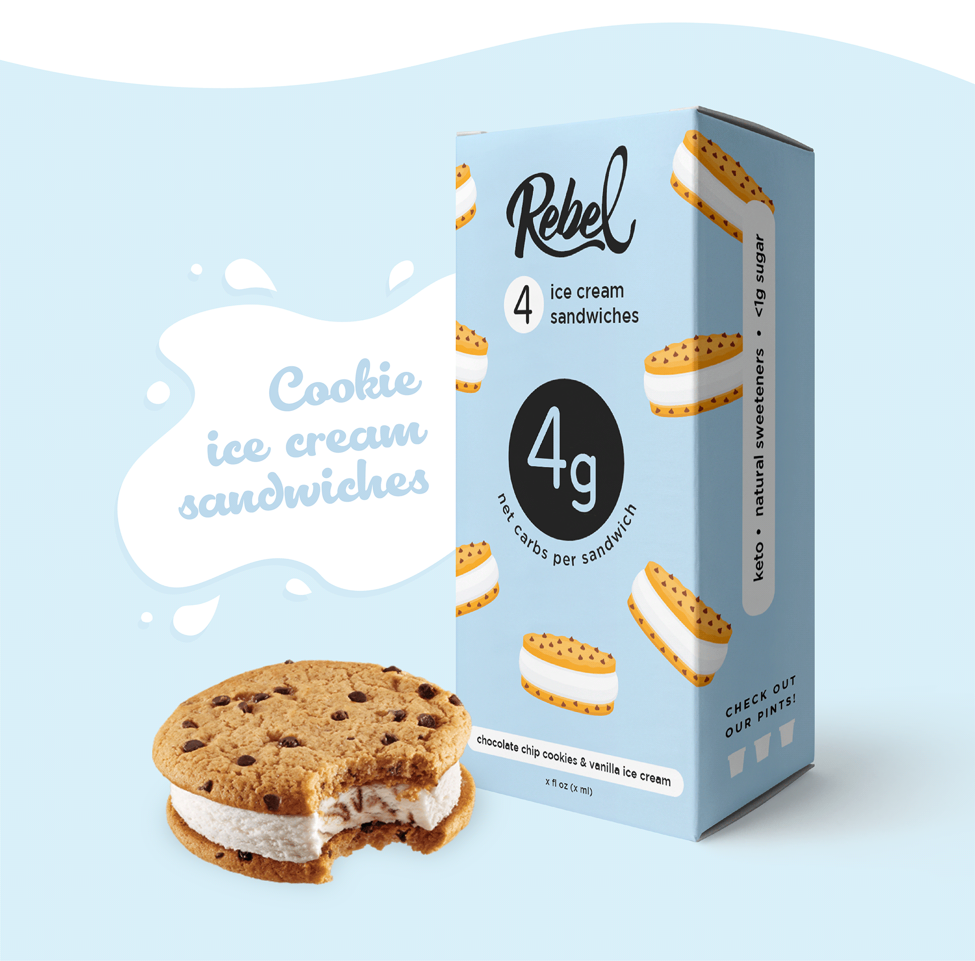 rebel ice cream sandwich package design