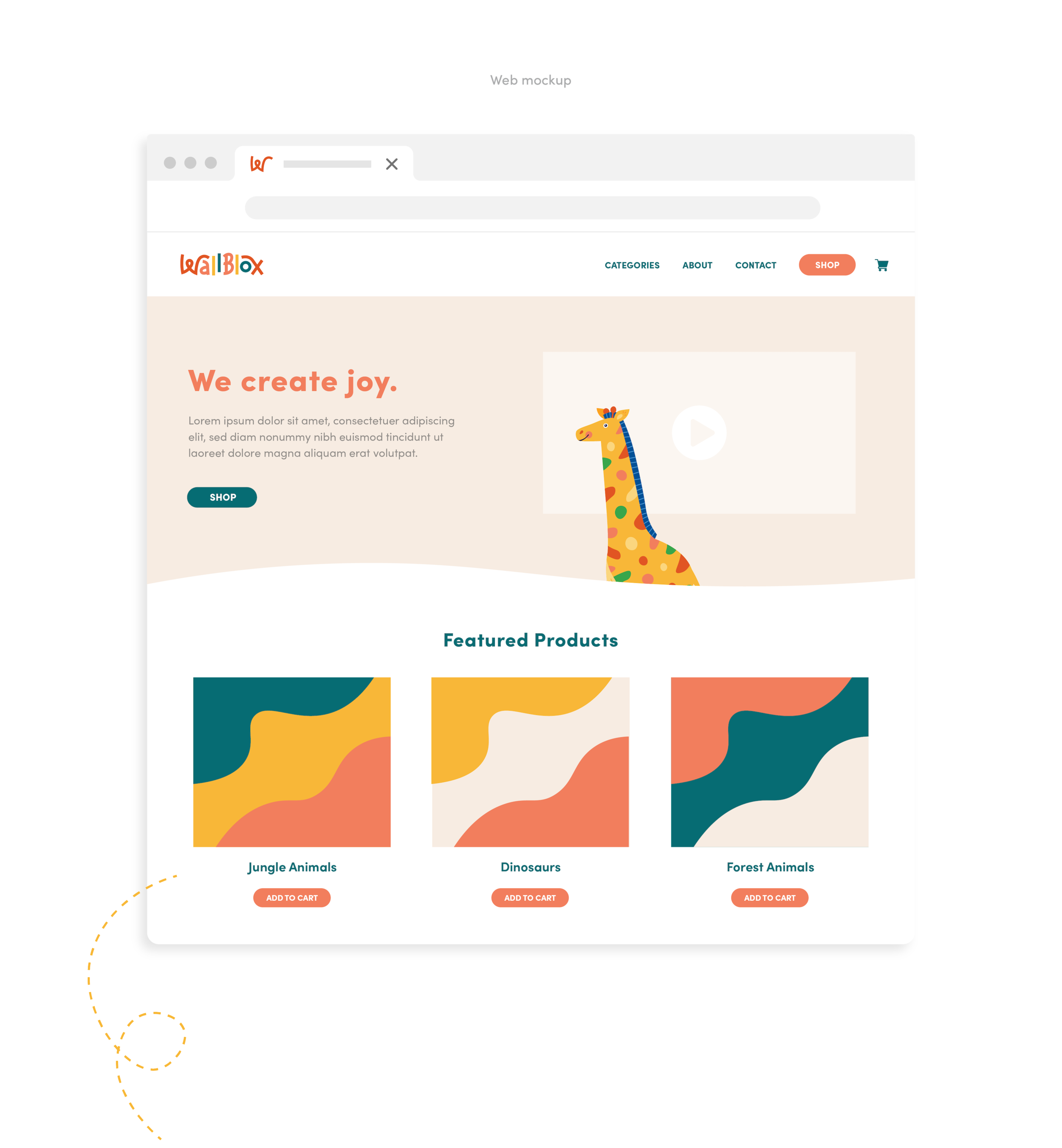 wallblox kids branding web design mockup