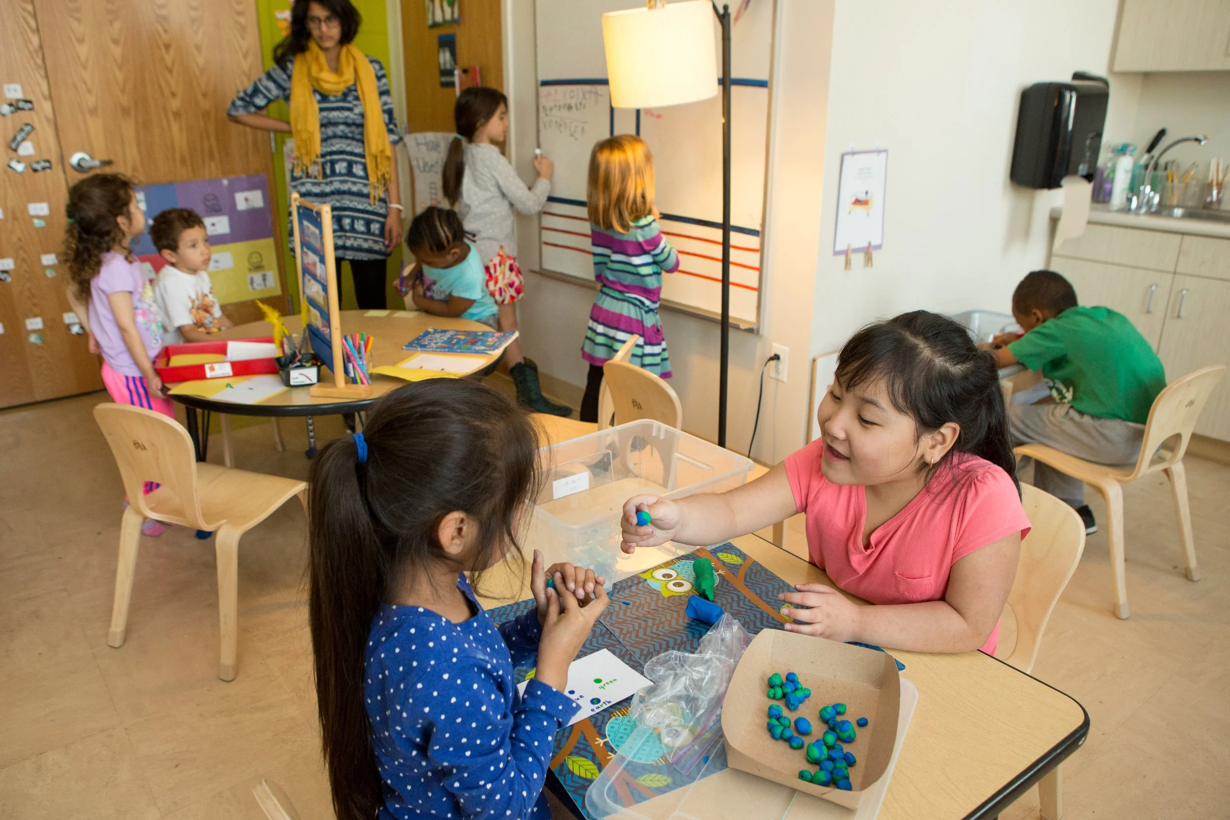 Students participating in classroom learning