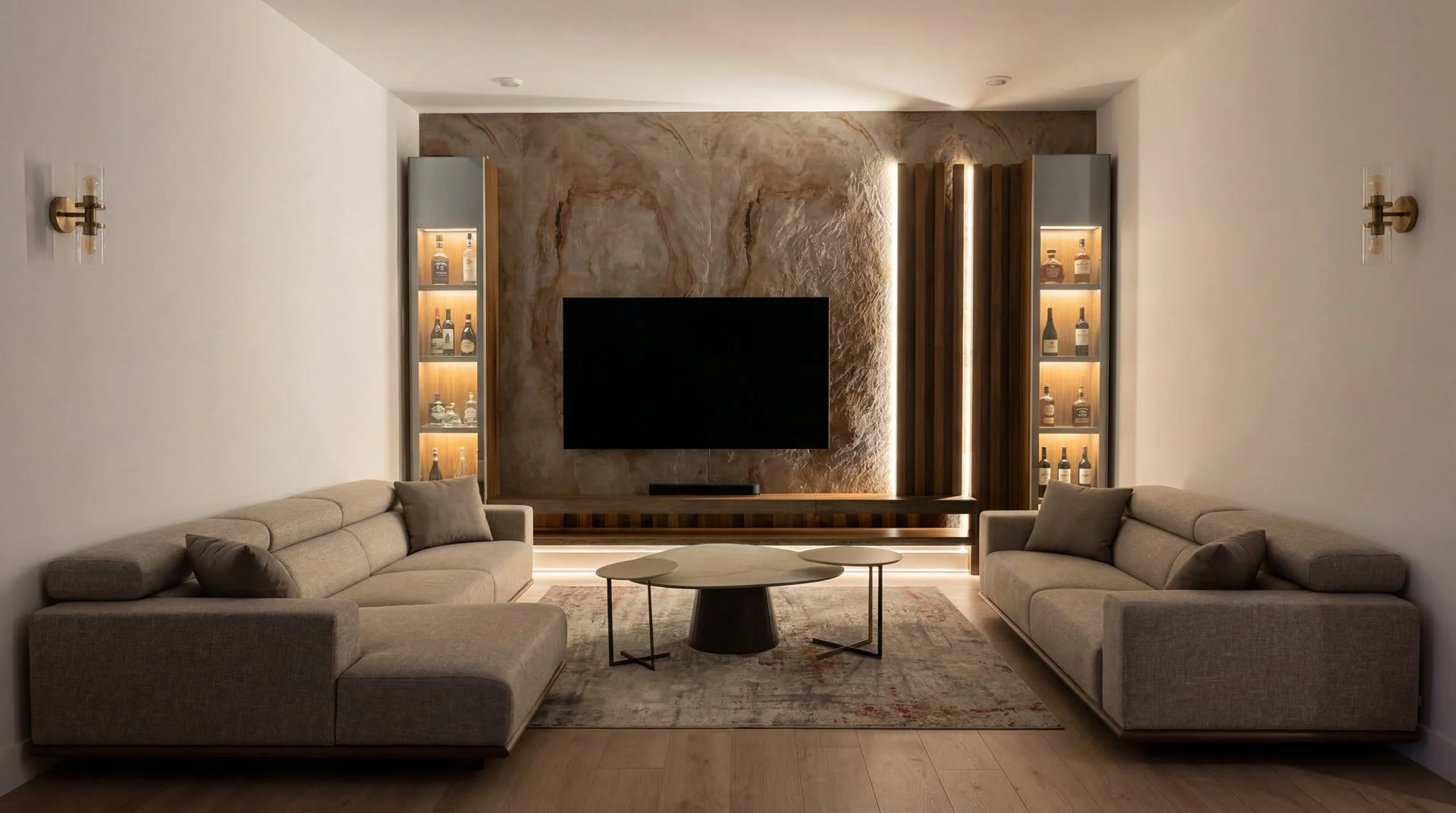 Elegant interior stone feature wall