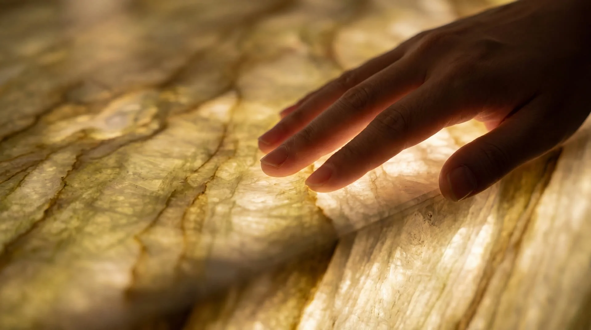 Backlit translucent onyx stone glowing with light