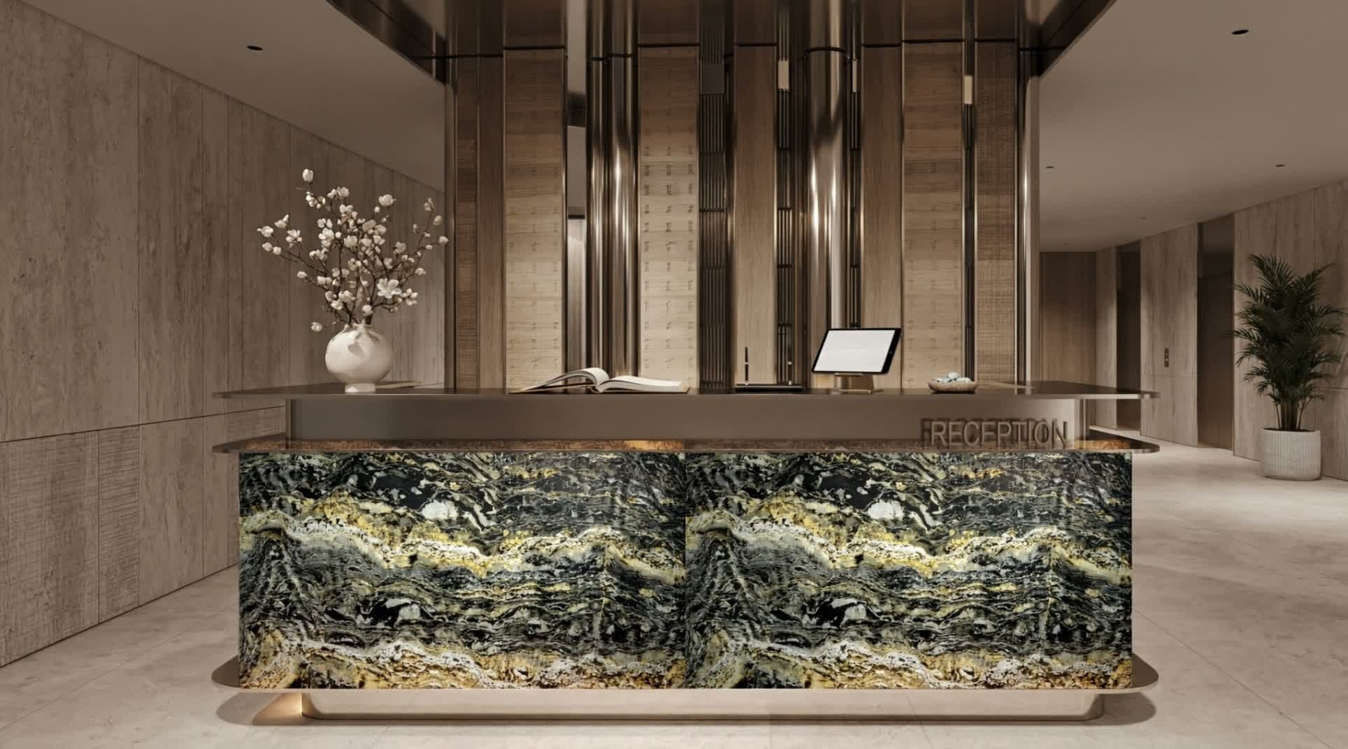 Stone entryway reception