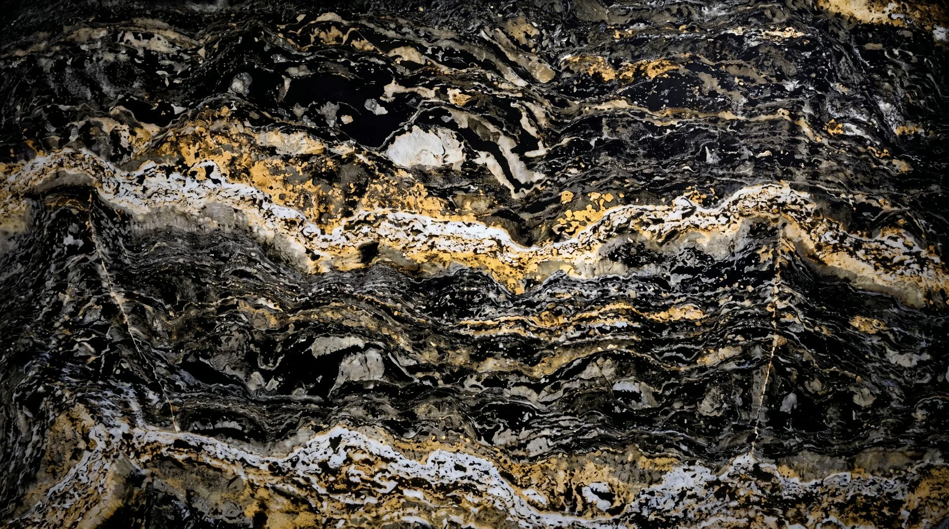 Dark natural stone texture with golden veining