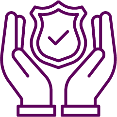 Hands holding a shield, representing safety and legal protection