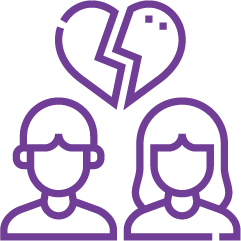 Separated couple with broken heart, representing divorce and separation