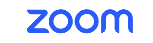 Zoom logo in blue text
