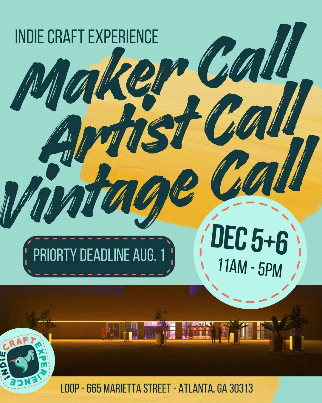 The Priority Deadline to apply for the Indie Craft Winter Experience is in 2 weeks. 

If you've been thinking about applying, now's the time. Submit by Aug. 1 to be included in our first round of jurying and get priority consideration.

Need to level