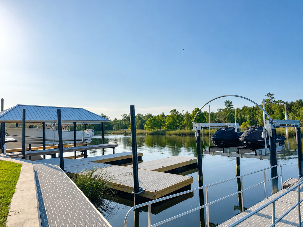 Boat & Jet Ski lift install in St. Marks.