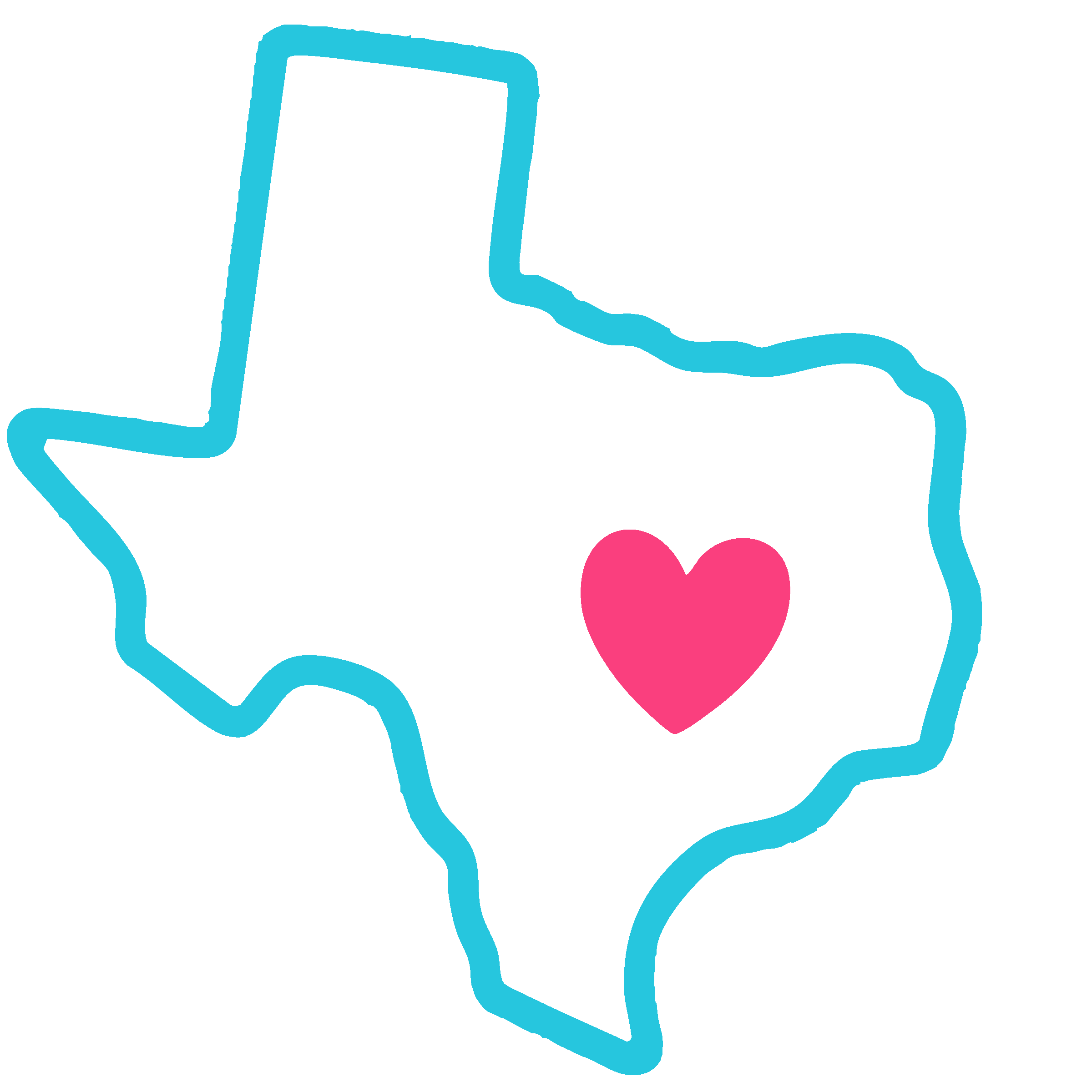 Blue outline of a smartphone connected by a blue outline of a cable with a pink heart shape below
