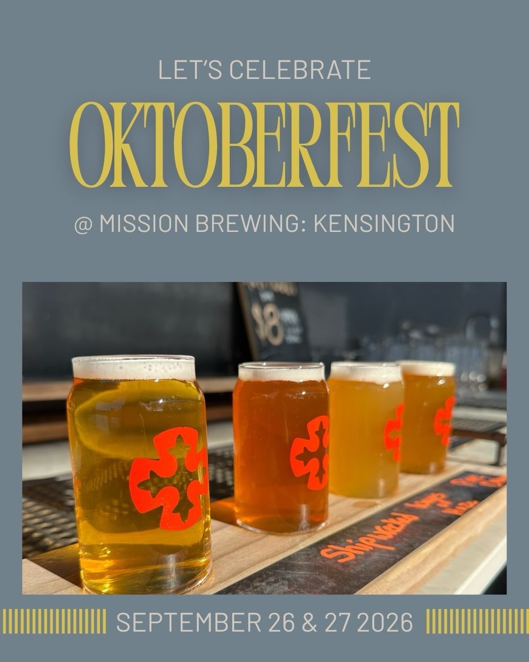 📍Oktoberfest at Mission is September 26th-27th! 

Join us at Kensington and Sky Deck for polka, stein-holding contests, prizes, and German-style beer specials 

@thehavenpizzeria will be serving Oktoberfest specials at Kensington, including Bratwurs