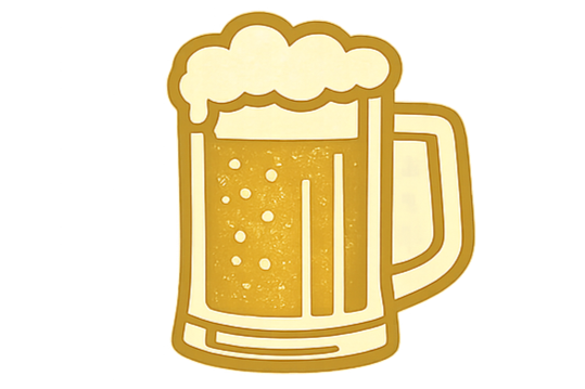 Illustration of a frothy beer mug filled with beer.
