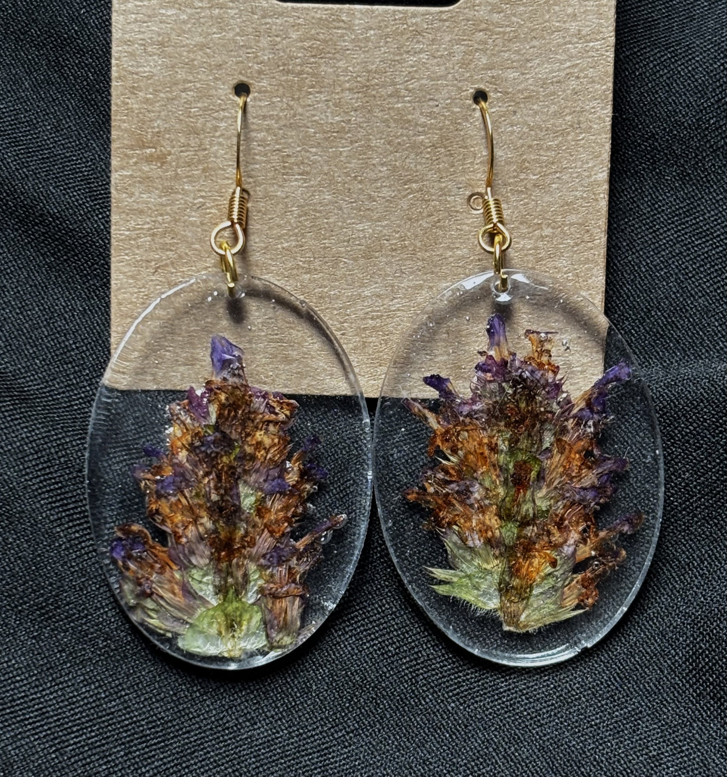 Pressed clover flower earrings