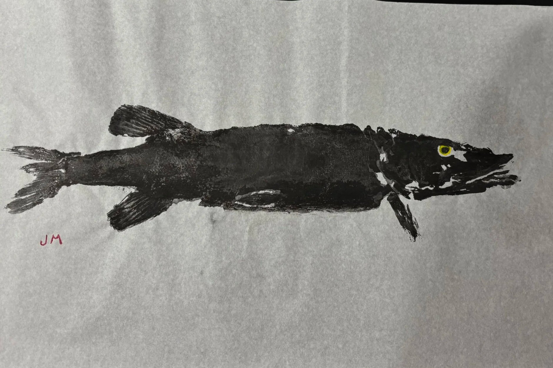 Chain Pickerel Gyotaku (Not framed)