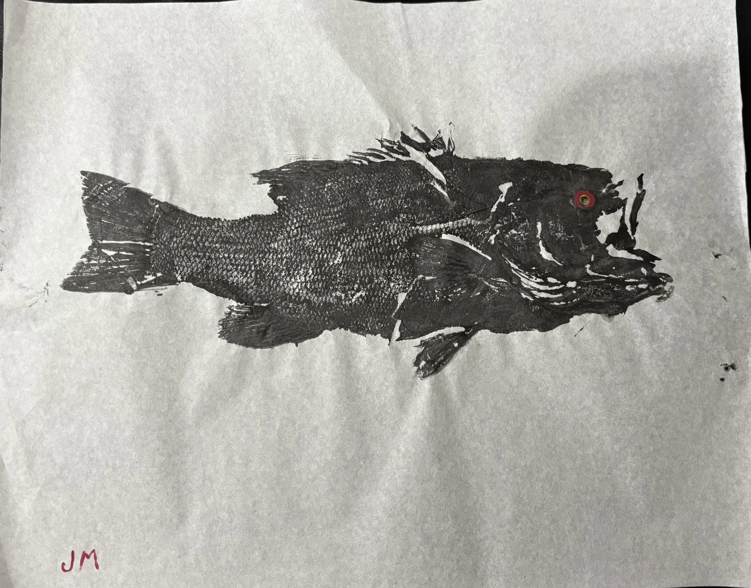 Small Mouth Bass Gyotaku (Not framed)
