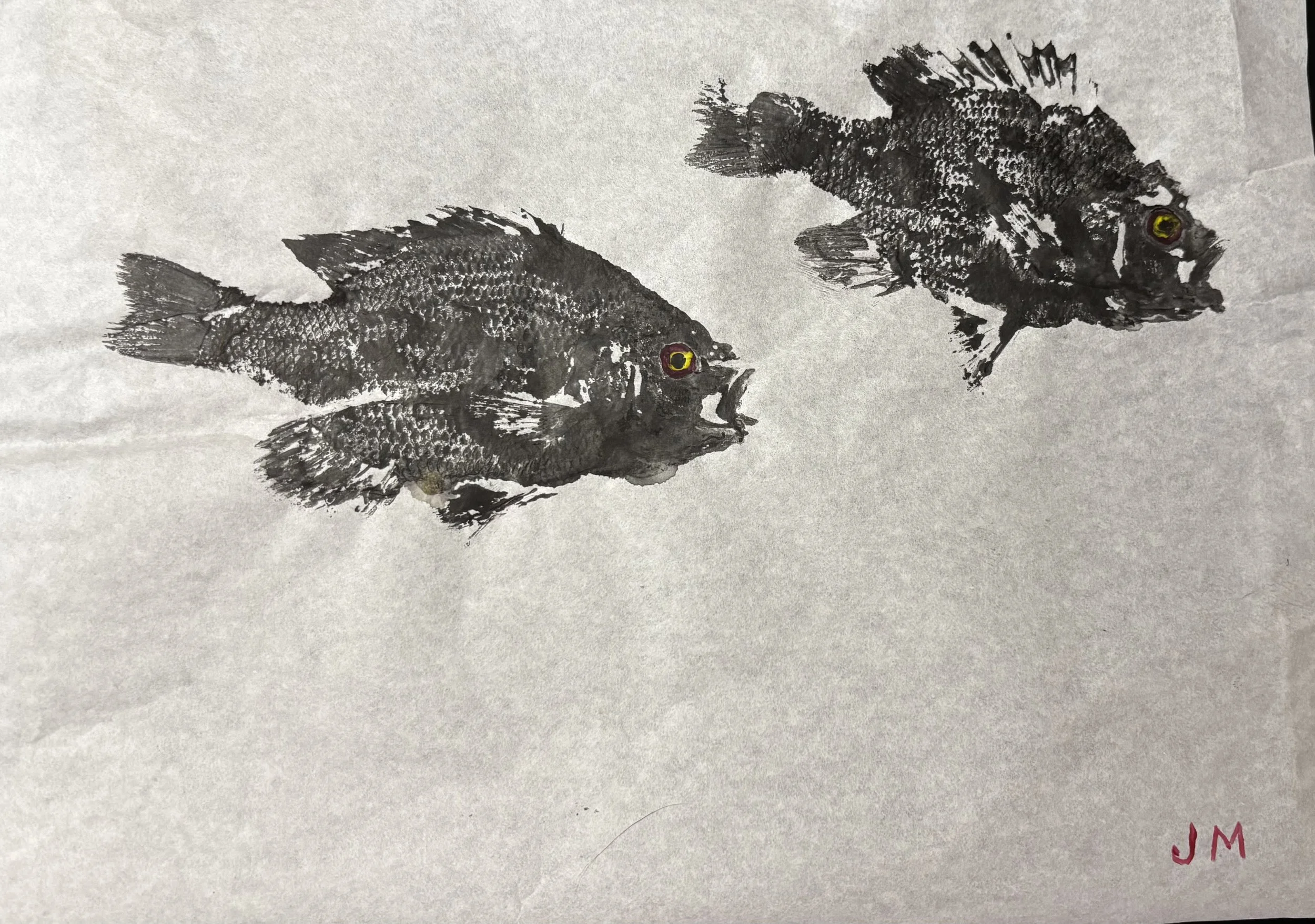 Double Pumpkin seed Gyotaku (Not framed)