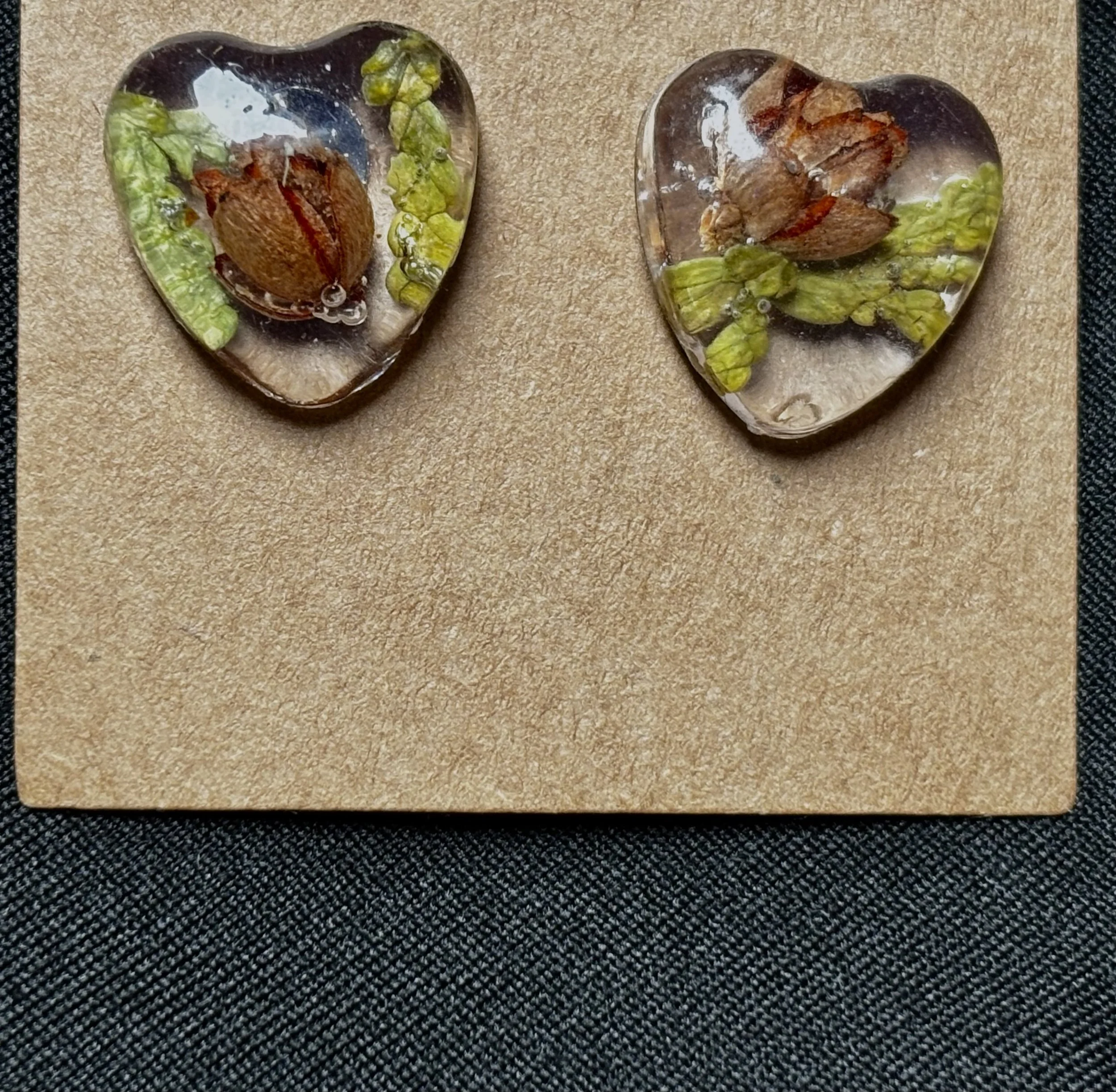 Heart shaped pinecone earrings