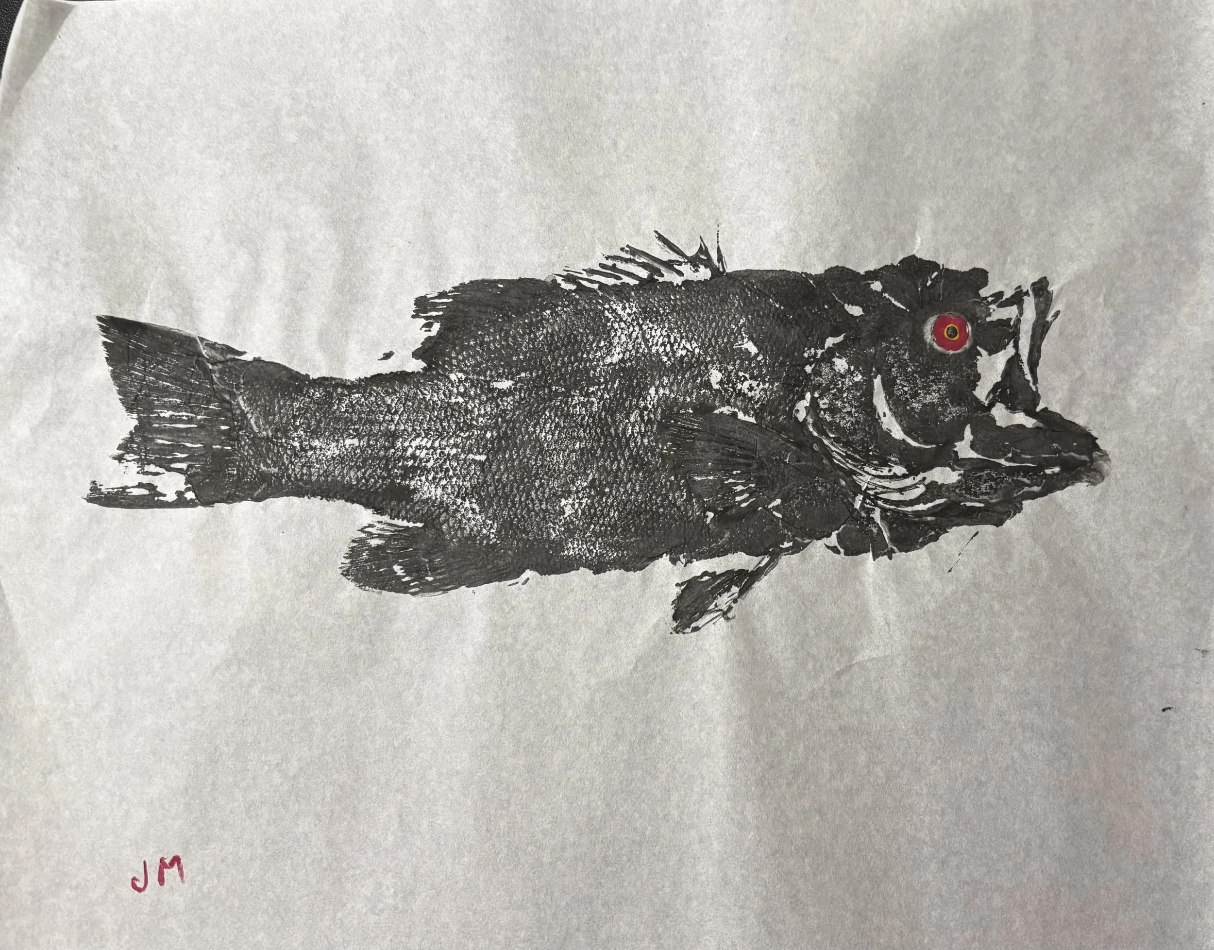 Small Mouth Bass Gyotaku (Not framed)