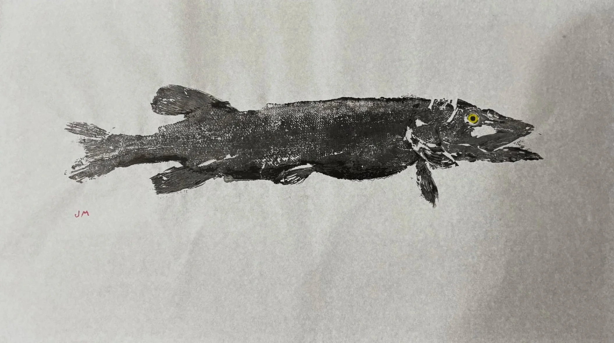Chain Pickerel Gyotaku (Not framed)