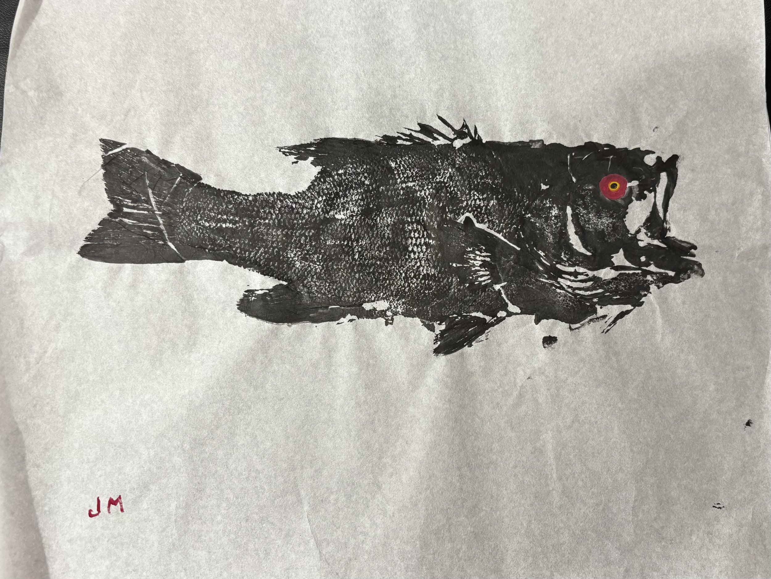 Small Mouth Bass Gyotaku (Not framed)