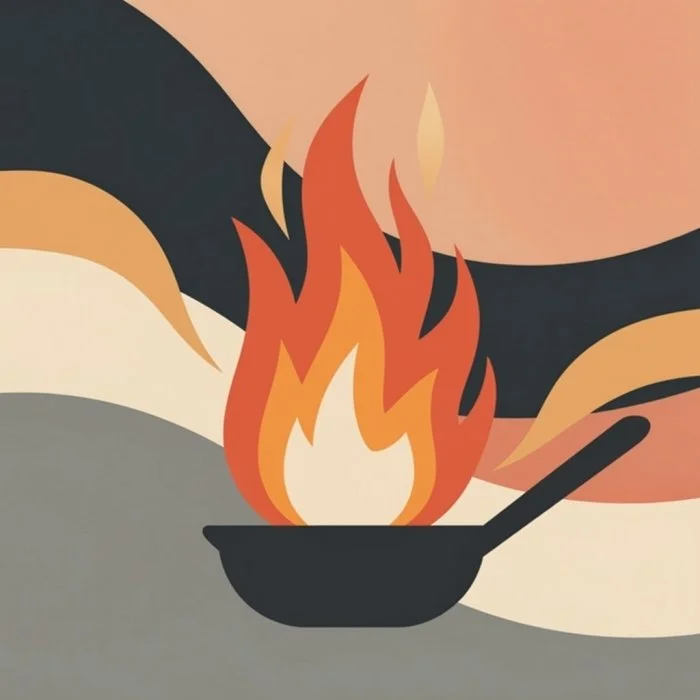Abstract pan with fire
