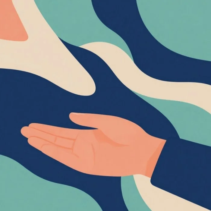 Host holding hand out