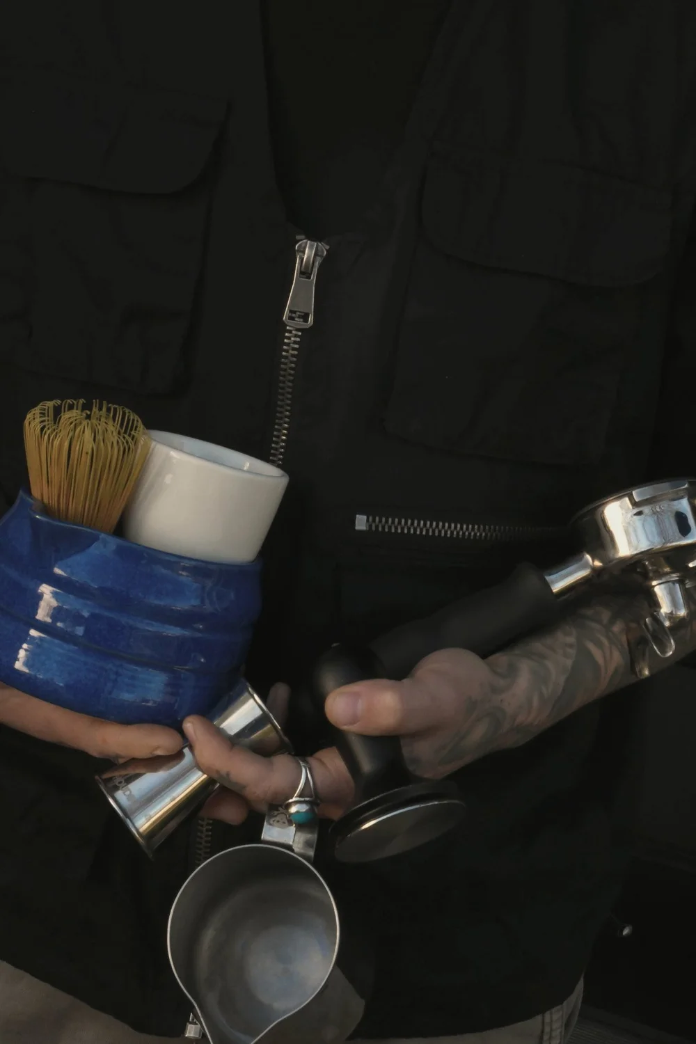 Barista tools and equipment on a Street Coffee Collective catering bar