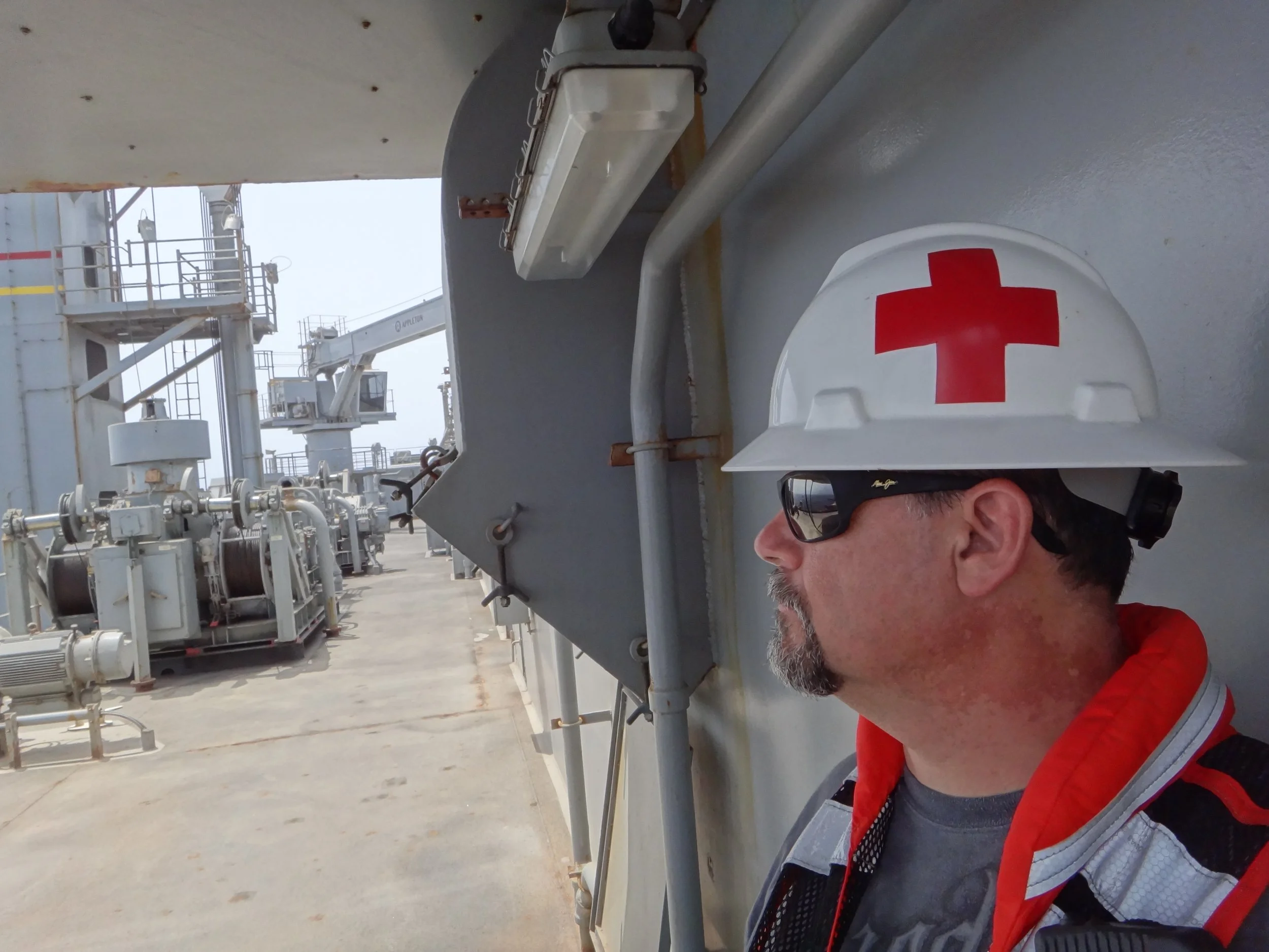 Me keeping an eye on operations onbaord the USNS Carl Brashear (T-AKE 7)