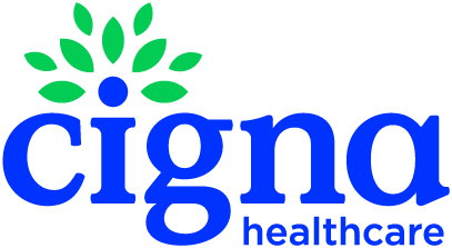 Cigna Healthcare logo with the word 'Cigna' in blue and a stylized green and blue tree above.