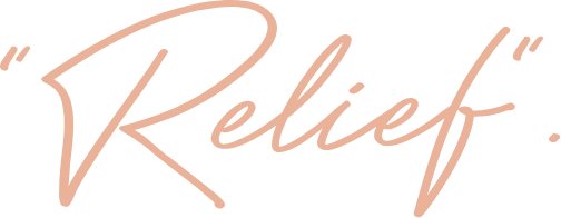 The word 'Relief' written in elegant, cursive font with a light brown color.