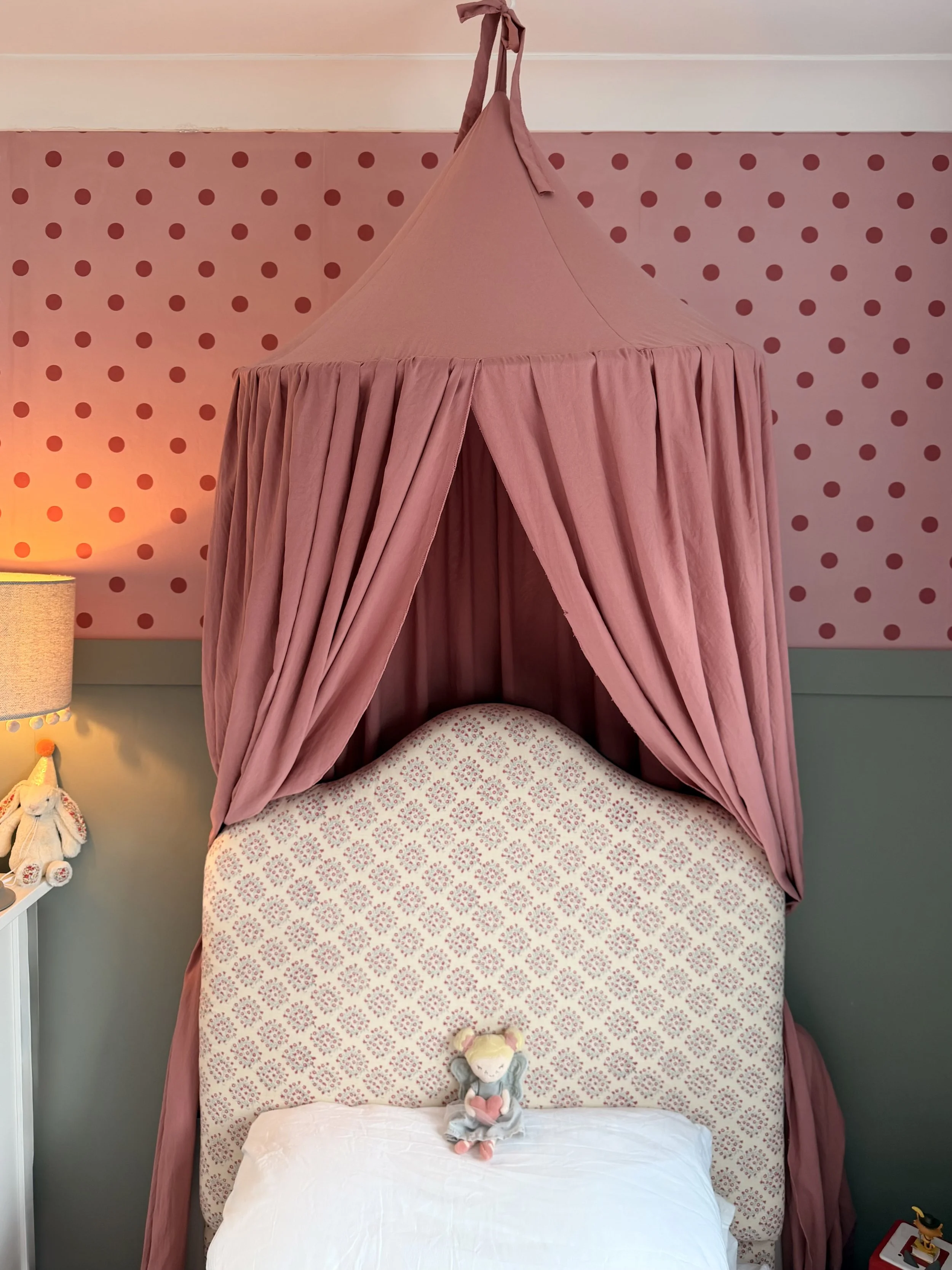 Single upholstered bespoke headboard in children's room