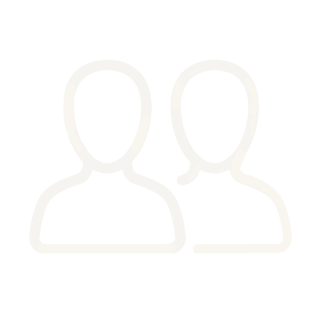 Outline of two people in white on black background.