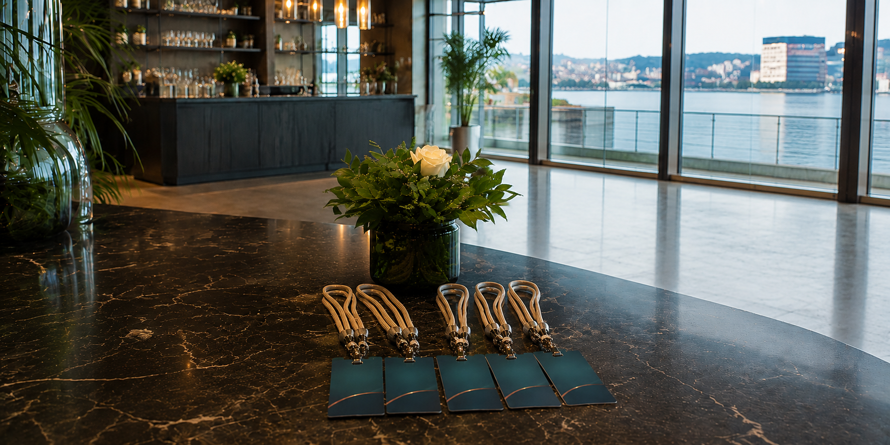 Modern corporate event venue in Zurich with natural light and elegant design.
