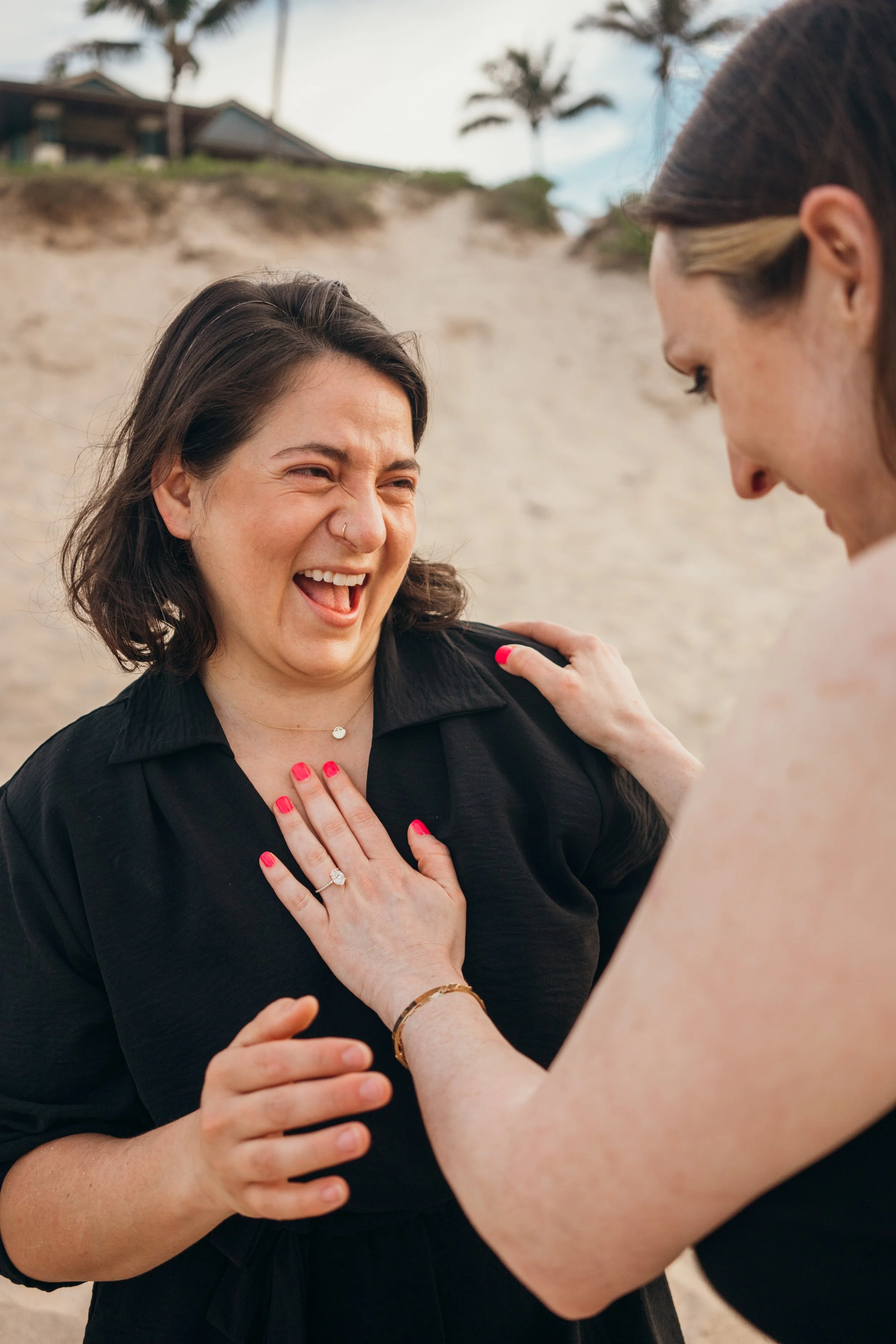 A lesbian couple is photographed in a downtown Denver urban environment with soft natural light. The session focuses on authentic queer connection and movement through the city. This Colorado elopement photographer works across Denver, Boulder, and R
